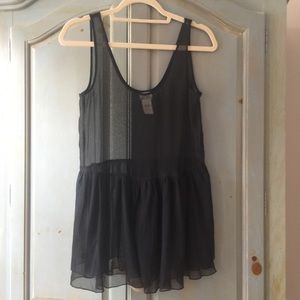 Free People Chiffon and Mesh Slip in Black